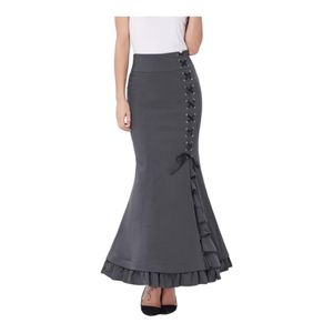 Vivien Fishtail Victorian Steampunk Mermaid Ruffle Corset Lace Skirt